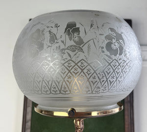 Antique Single Light Circa 1880 Eastlake Converted Gas Wall Sconce with Original Copper Plated Finish and Antique 5" Acid Etched Shade