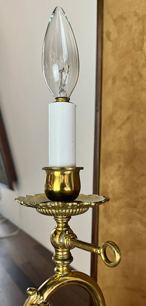 Antique 1900 Early Electric Late Victorian Combination Gas Electric Wall Sconce with Original Opal Shade