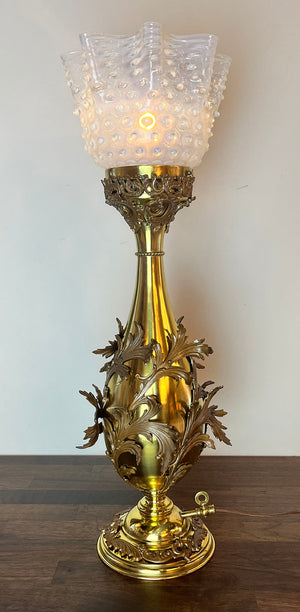 Antique Circa 1900 Victorian Converted Gas Portable Lamp Attributed to Gibson Gas Fixture Works of Philadelphia