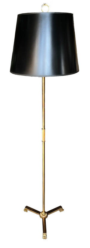 Vintage 1950 Maison Jansen Gilt on Bronze Lions Paws Empire Floor Lamp