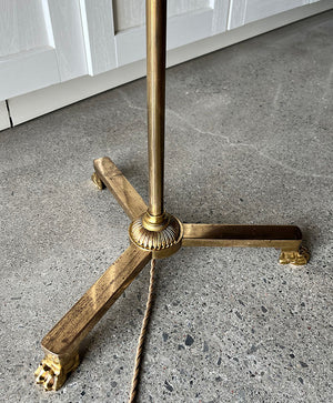 Vintage 1950 Maison Jansen Gilt on Bronze Lions Paws Empire Floor Lamp