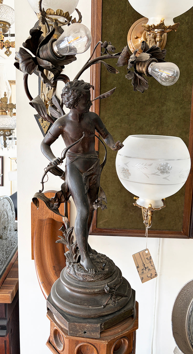 Antique 1900 Figural Newel Post or Table Lamp