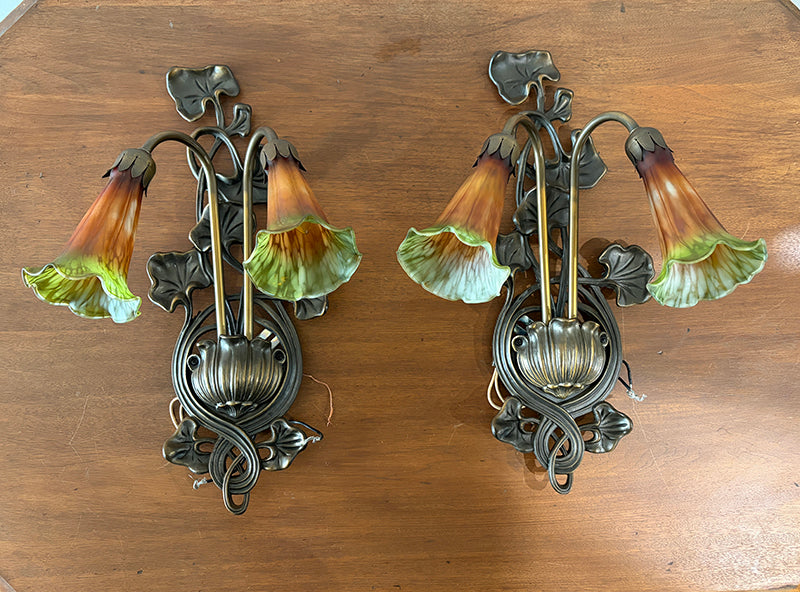 Pair of Art Nouveau Reproduction Wall Scocnes