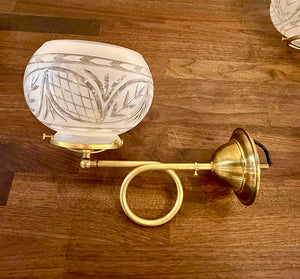 Set of 6 Available - Gas Style Wall Sconces with Cut Glass Shades $200 per pair