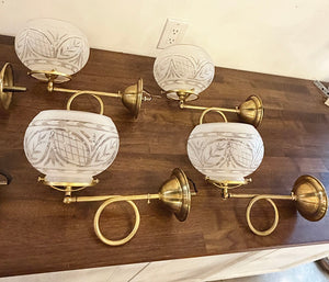 Set of 6 Available - Gas Style Wall Sconces with Cut Glass Shades $200 per pair