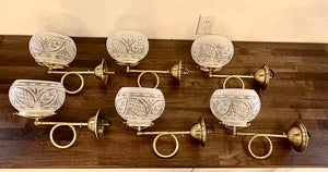 Set of 6 Available - Gas Style Wall Sconces with Cut Glass Shades $200 per pair