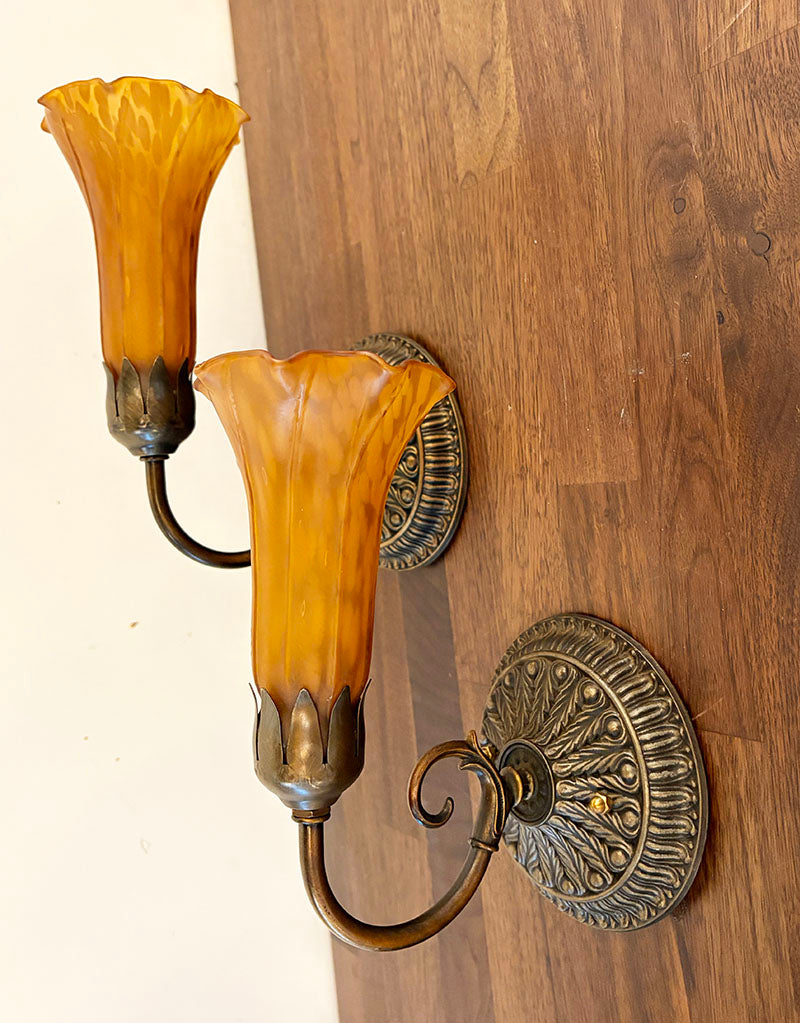Pair Art Nouveau Style Wall Sconces