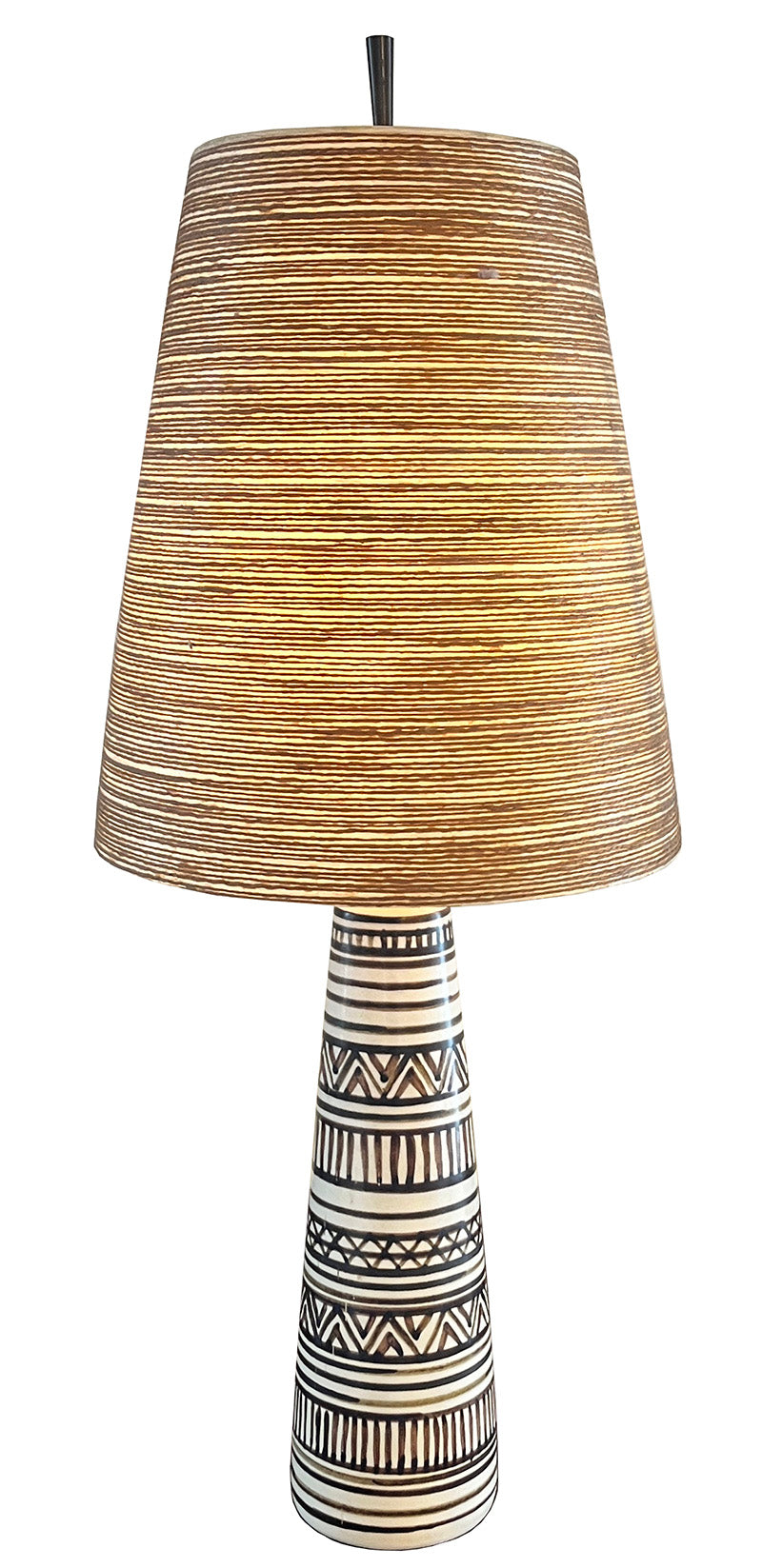 Rare early Lotte and Gunnar Bostlund Tribal Table Lamp with Original Fibreglass and Jute Shade