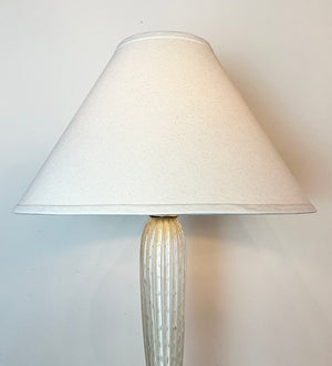 Vintage Mid Century Murano Large Fluted Table Lamp with Contemporary Linen Shade