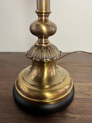 Antique Early 1900 Early Electric Newel Post Light With Original Antique Vaseline Glass Bullet Shade