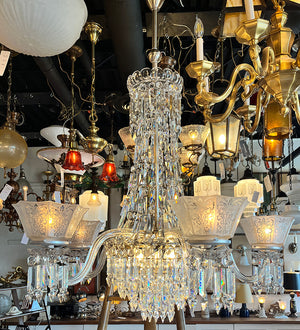 Incredible Antique Circa Late 1880 early 1890s Five Light Signed F.C. Osler Five Light  Converted Gas Chandelier with Original Etched Shades