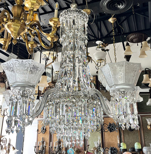 Incredible Antique Circa Late 1880 early 1890s Five Light Signed F.C. Osler Five Light  Converted Gas Chandelier with Original Etched Shades