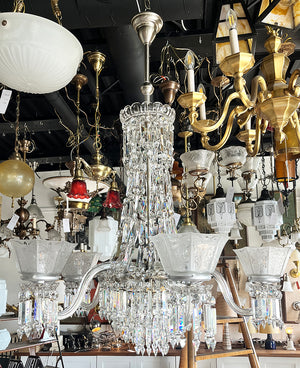 Incredible Antique Circa Late 1880 early 1890s Five Light Signed F.C. Osler Five Light  Converted Gas Chandelier with Original Etched Shades
