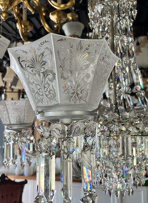 Incredible Antique Circa Late 1880 early 1890s Five Light Signed F.C. Osler Five Light  Converted Gas Chandelier with Original Etched Shades