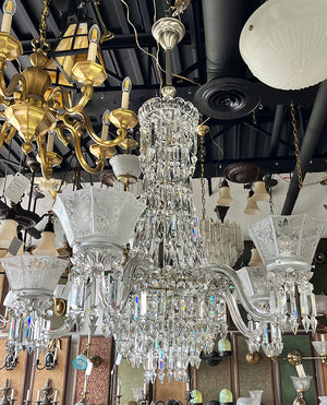 Incredible Antique Circa Late 1880 early 1890s Five Light Signed F.C. Osler Five Light  Converted Gas Chandelier with Original Etched Shades