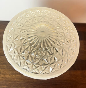 $750 PAIR - Circa 1930s Art Deco Opal Glass Shade with Prismatic Bottoms on Contemporary Satin Black Flush Mount Holders