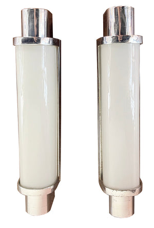 $800 PAIR - Rare pair of Circa 1930 European Machine Age Modern Art Deco Slim Line Wall Sconces