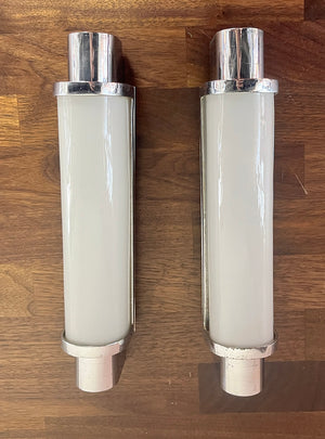 $800 PAIR - Rare pair of Circa 1930 European Machine Age Modern Art Deco Slim Line Wall Sconces