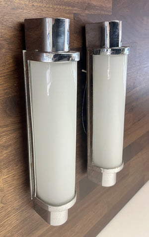 $800 PAIR - Rare pair of Circa 1930 European Machine Age Modern Art Deco Slim Line Wall Sconces