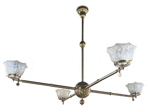 $6000 PAIR - Rare LARGE PAIR of late 1880s early 1890s Bradley and Hubbard Four Light Converted Commercial Gas Fixtures