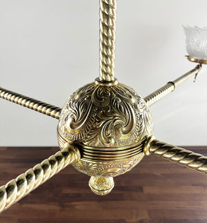 $6000 PAIR - Rare LARGE PAIR of late 1880s early 1890s Bradley and Hubbard Four Light Converted Commercial Gas Fixtures