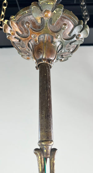 $2400 PAIR - Stunning Pair of Antique Broze Circa 1915 Era Tudor Revival Five Light Chandeliers