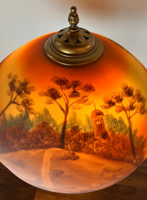 Anitque Circa 1920 Pittsburgh Reverse Painted Table Lamp