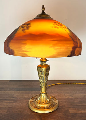 Anitque Circa 1920 Pittsburgh Reverse Painted Table Lamp