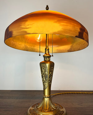 Anitque Circa 1920 Pittsburgh Reverse Painted Table Lamp