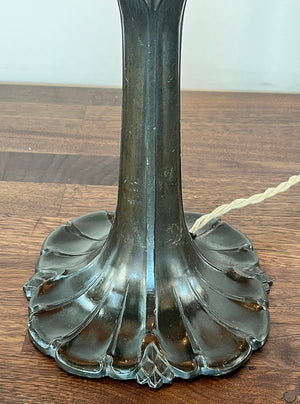 Anitque Circa 1920 Pittsburgh Reverse Scenic Painted Table Lamp with Hammered Glass