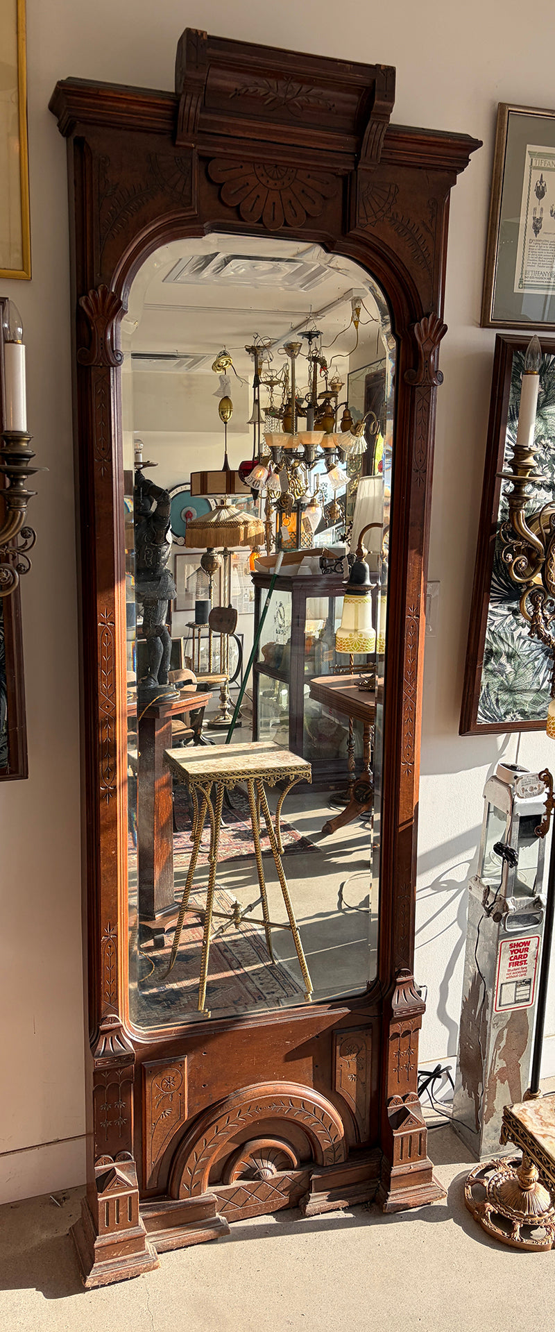 Antique 1880s-90s Tall Victorian Eastlake Mirror