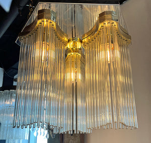 $3000 PAIR - Vintage 1970s Gaetano Sciolari Three Light Flush Mounts with Glass Strands