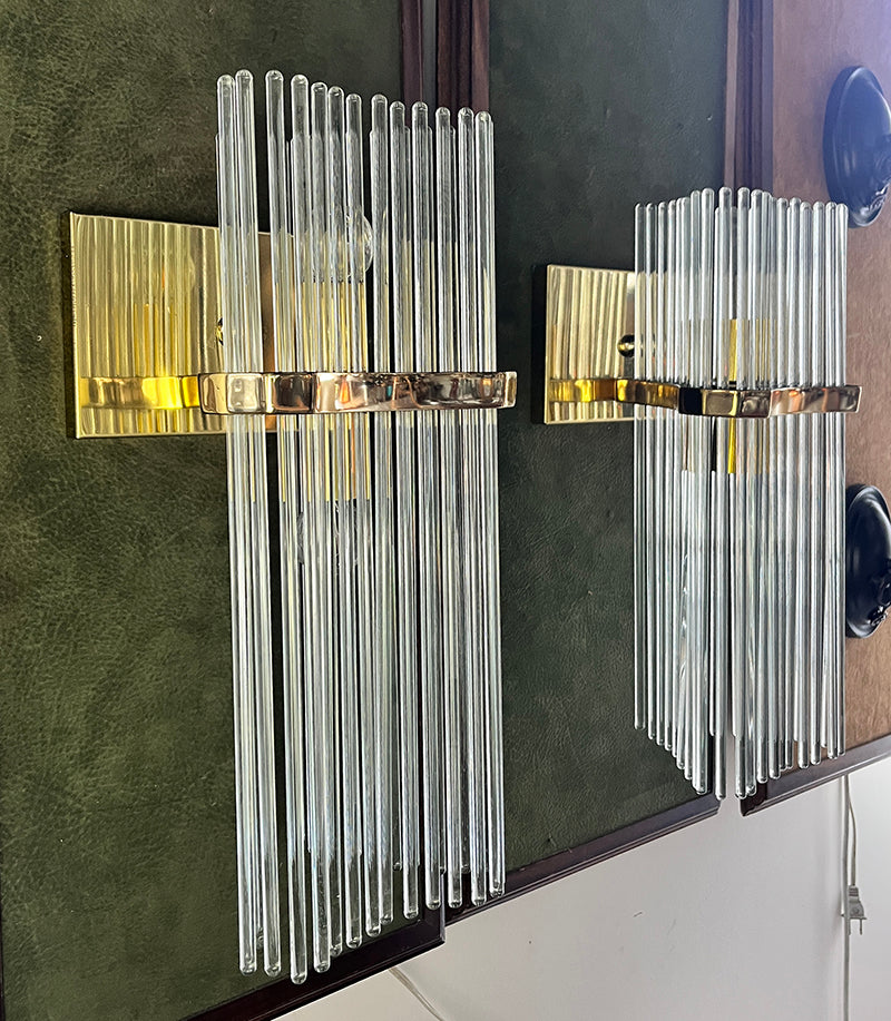 $1800 PAIR - Great Pair of Vintage 1970s Gaetano Sciolari Brass