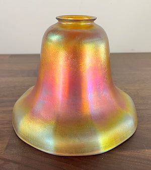 Antique Early 1900s Signed Tiffany Studios New York 619 Counter Balance Floor Lamp with Steuben Gold Aurene 8" Shade