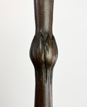 Antique Early 1900s Signed Tiffany Studios New York 619 Counter Balance Floor Lamp with Steuben Gold Aurene 8" Shade