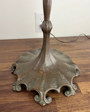 Antique Early 1900s Signed Tiffany Studios New York 619 Counter Balance Floor Lamp with Steuben Gold Aurene 8" Shade