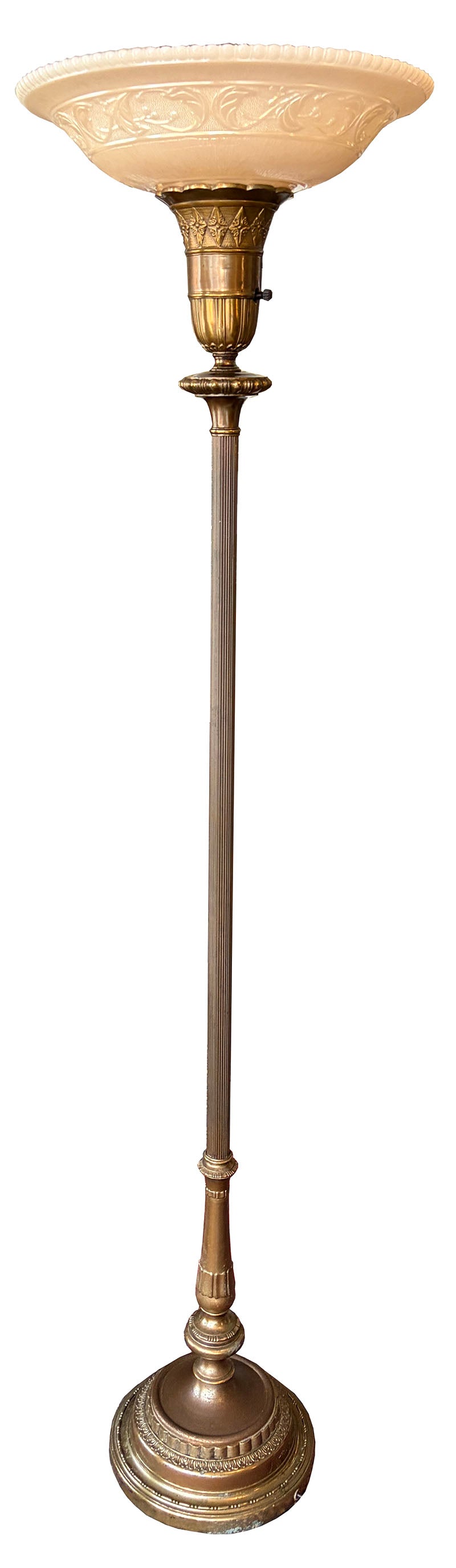 Antique Circa 1930 Art Deco Torcheire Lamp with Original Nu Gold Shade