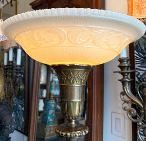 Antique Circa 1930 Art Deco Torcheire Lamp with Original Nu Gold Shade