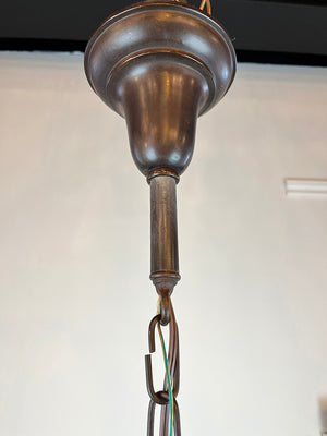 Antique Circa 1920 Three Light Pan Fixture with Stepped Center Body and Cast Edwardian Arms
