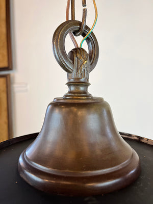 Antique Circa 1920 Three Light Pan Fixture with Stepped Center Body and Cast Edwardian Arms