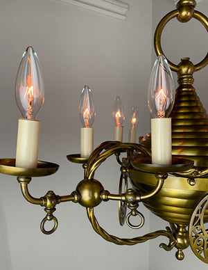 Amazing 1880s-90s Anglo Moorish Nine Light Converted Gasolier Attributed to Cassidy & Son Mfg. Co of New York