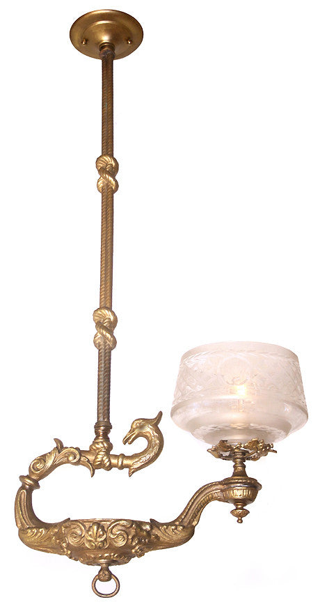 1860 Gas Converted Phoenix Antique Wheelcut Shade