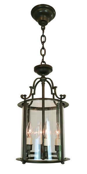 1940s Colonial Revival Brass Lantern Glass