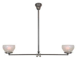 Antique Circa 1880 Two Light, Commercial Gas Converted Fixture with Antique Interior Frosted Gas Shades