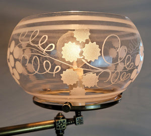 Antique Circa 1880s, Two Light,  Aesthetic Movement Converted Gas Fixture with Antique 5" Wheelcut Shades