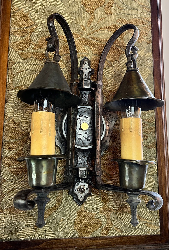 Gothic Victorian Wall Candlesticks, Vintage Pair Wall Sconces