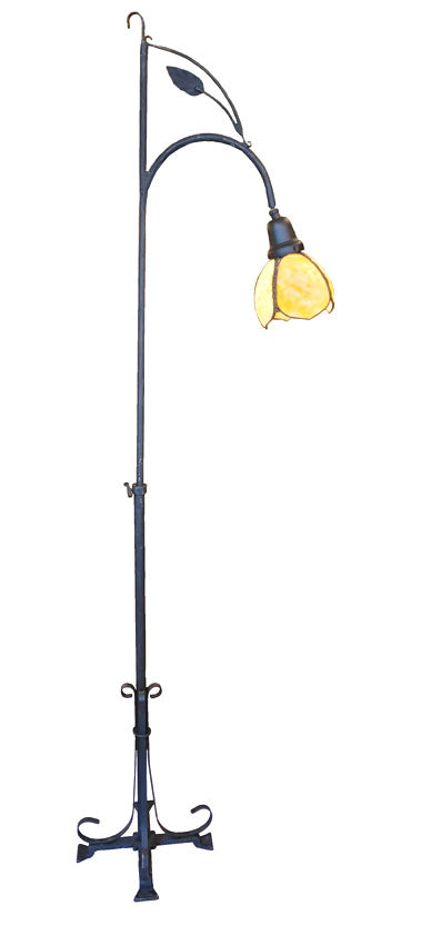 Antique Candle Floor Lamp Circa 1915 Silk Lampshade Turn of the