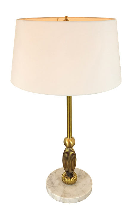 Handmade "Milo" Contemporary Brass Table Lamp with Handmade Cream Chintz Lampshade - PAIR AVAILABLE