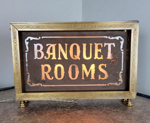 Antique Circa 1910 Two Light, Banquet Rooms Slag Glass Illuminated Sign Box Lamp.