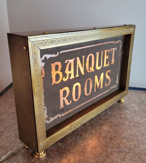 Antique Circa 1910 Two Light, Banquet Rooms Slag Glass Illuminated Sign Box Lamp.